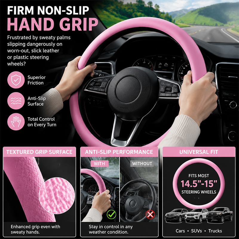 Universal Silicone Steering Wheel Cover, Non-Slip Soft Grip All Season Car 🚗