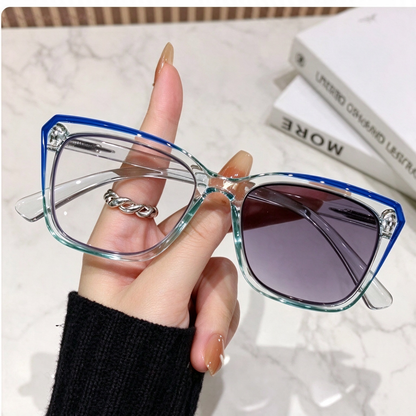 Progressive Photochromic Readers for Women, Pink Square Multifocal Reading Glasses 👓