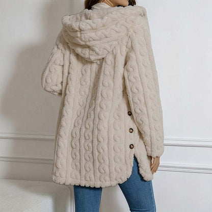 Women's Hooded Double-Sided Fleece Cardigan Long Sleeve Casual Warm Outerwear 🧥