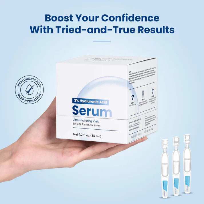 3% Hyaluronic Acid Ultra Hydrating Single Use Facial Serum Vials💧