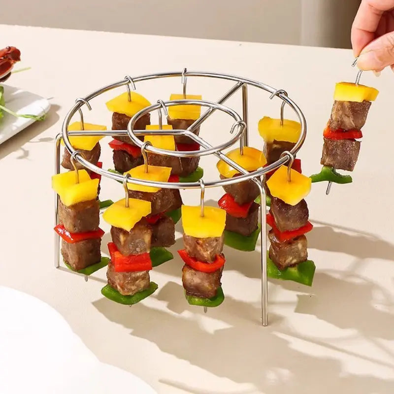 Air Fryer Skewer Rack, Round Grill with Stainless Steel, Flat Edges👨‍🍳
