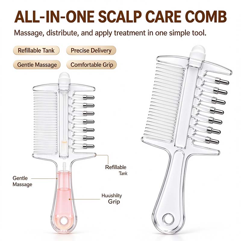 Scalp Oil Applicator Comb, Refillable Hair Treatment Bottle with Massage Comb 💆‍♀️