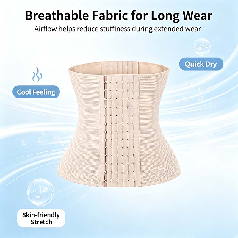 Women's Solid Color Hook & Eye Closure Waist Trainer, Adjustable Tummy Control Shaper🧘‍♀️