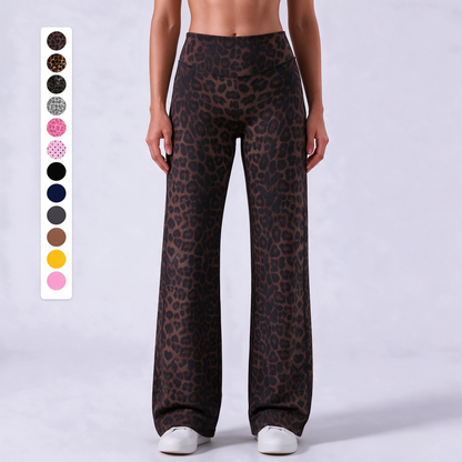 Women’s Light Simple Leopard-Print Wide-Leg Pants - Elastic Waistband, Fluid Drape 🐆