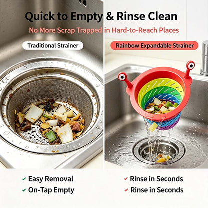 3PCS Rainbow Expandable Sink Strainer Basket, Rotatable Retractable Kitchen Sink Drain Filter🌈💧