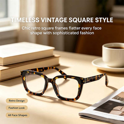 Lightweight Tortoiseshell Square Reading Glasses for Women & Men - Blue Light Blocking👓✨