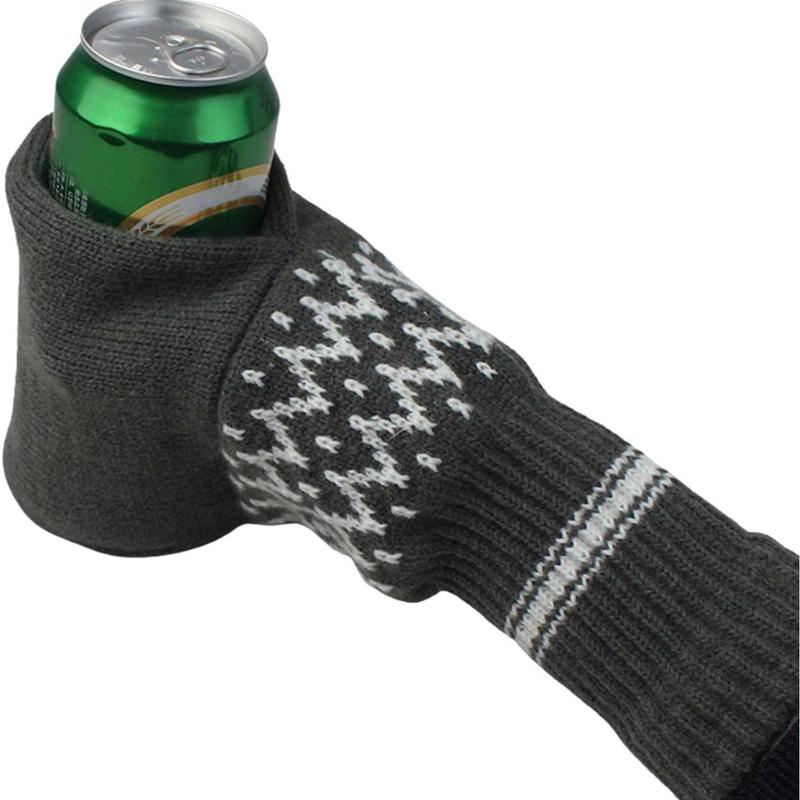 Beer Mitten Gloves - Knit Stitched Drink Mitt Holder for Beverage 🧤🍻