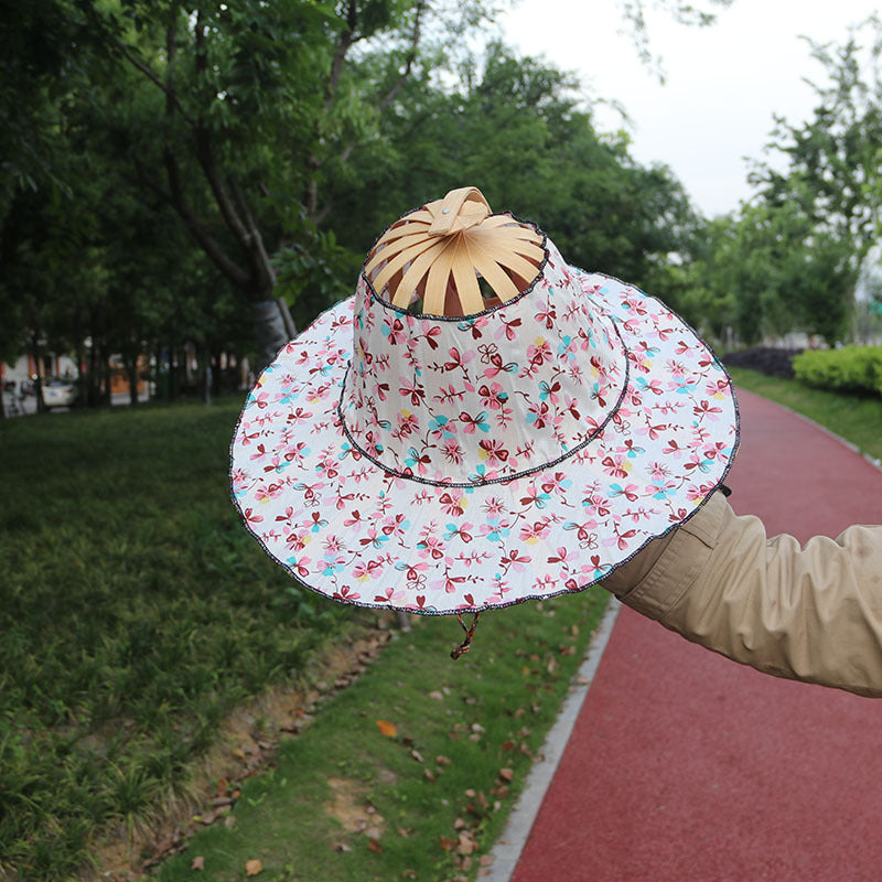 Fan Hat Bamboo Foldable Hand Fan for Sun Hat Women🌞