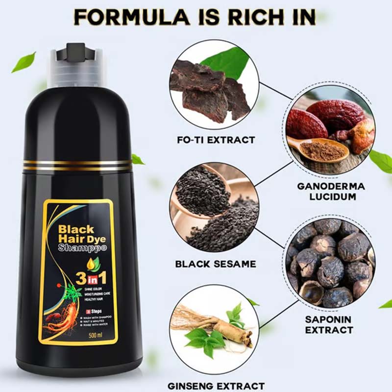 3-In-1 Hair Dye Shampoo, Gray Hair Coverage🧴