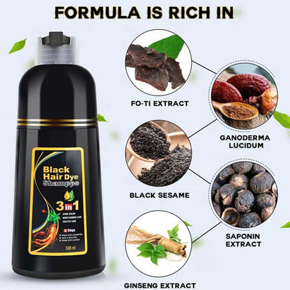 3-In-1 Hair Dye Shampoo, Gray Hair Coverage🧴