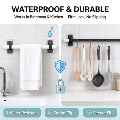 2-Pack No-Drill Curtain Rod Brackets, Self-Adhesive Multifunctional Acrylic Gel Rod Holder Hooks 🏠