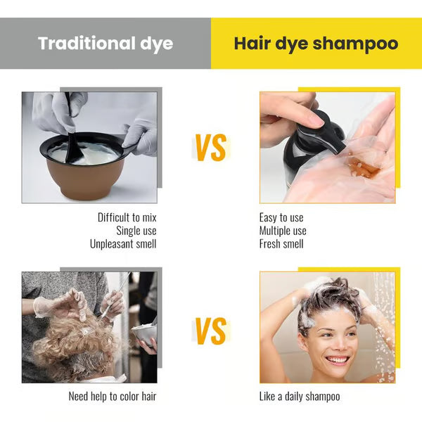 3-In-1 Hair Dye Shampoo, Gray Hair Coverage🧴