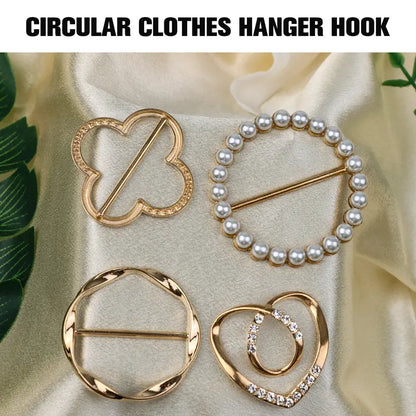 4 Counts Women's Fashion Metal Shirt Clips, Shape-Including Round and Heart Designs 👔