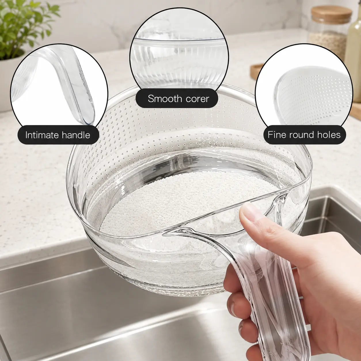 Aesthetic Multifunctional Rice Strainer with Handle🙌