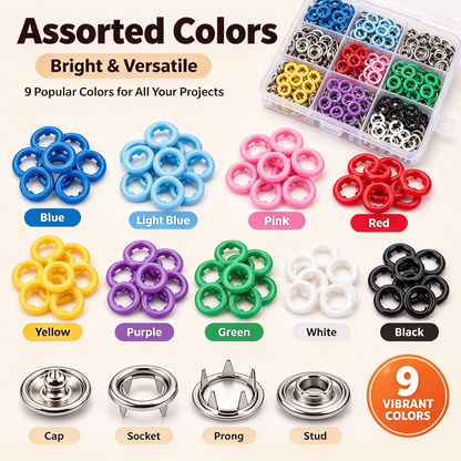 Seamless Stitching Sewing Kit-100Pcs Invisible Colored Metal Buckle & Manual Pressure Pliers 🧵