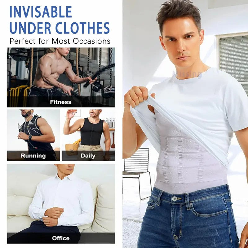 Men Round Neck Compression Tank Top,Men Shaping Vest,Men Sleeveless Shirt Shapewear💪 ✨