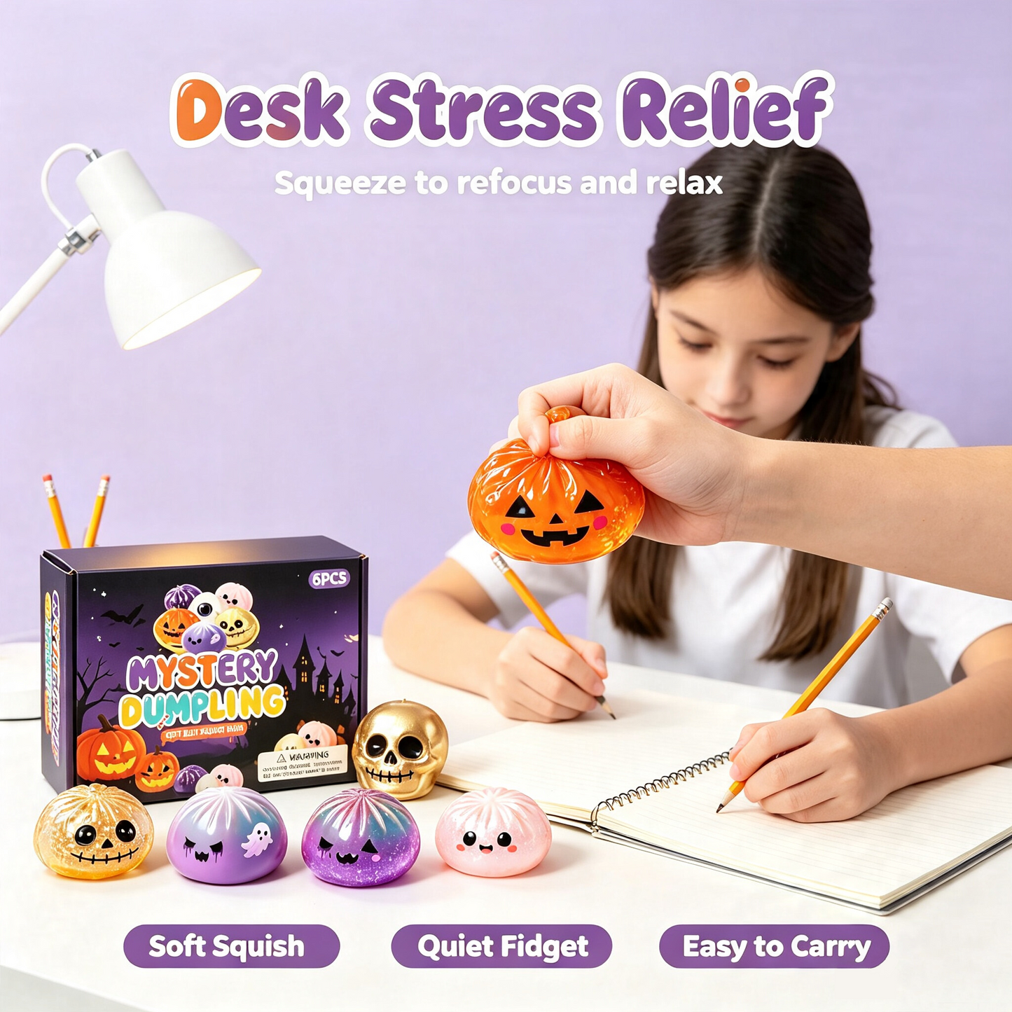 Cute Halloween scary ghost Marukosqueeze toy set, portable stressrelief hand squeeze toys👻