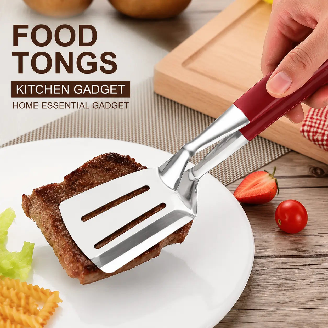 Stainless Steel Grill Clamp Spatula, Anti-Scald Extended Handle Spatula Tongs🔥