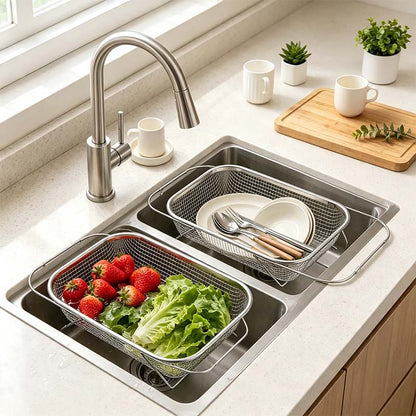Stainless Steel Over-The-Sink Colander Strainer Basket🧺