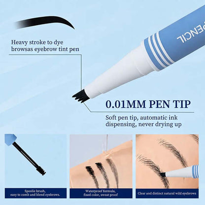 2-in-1 Waterproof Micro-Fork Eyebrow Pen-Tinted Gel Cosmetic, Long-Lasting Brow Styling Tool🖊️