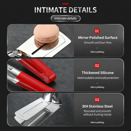 Stainless Steel Grill Clamp Spatula, Anti-Scald Extended Handle Spatula Tongs🔥