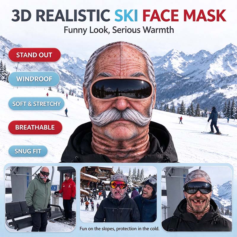 Realistic Face Balaclava – Funny Ski & Snowboard Mask for Cold Weather Adventures🎿