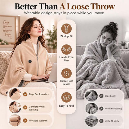 Plush Wearable Heated Wrap & Cordless Thermal Shawl 🧥🔥