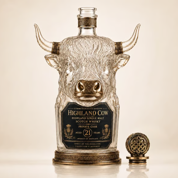 Private Cask 21 Years Cow Head Shaped Scotch Whisky Bottle🐮