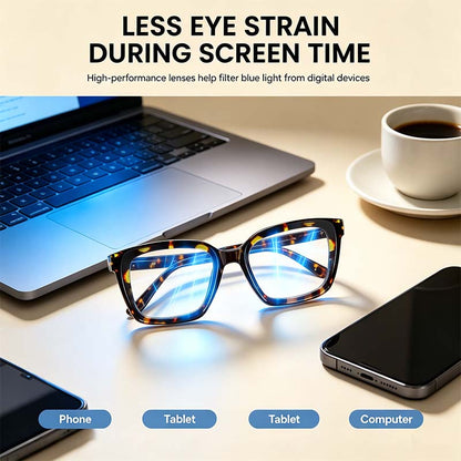 Lightweight Tortoiseshell Square Reading Glasses for Women & Men - Blue Light Blocking👓✨