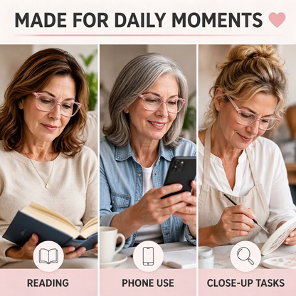 Progressive Photochromic Readers for Women, Pink Square Multifocal Reading Glasses 👓