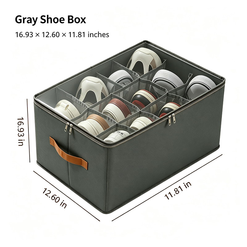Foldable Shoe Organizer for Closet with Clear Cover, Large Stackable Shoe Storage Box✨