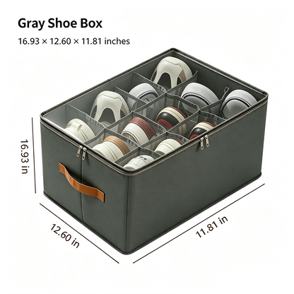 Foldable Shoe Organizer for Closet with Clear Cover, Large Stackable Shoe Storage Box✨
