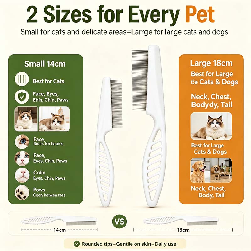 2PCS Pet Face Comb Set for Cats & Dogs, Fine Tooth Stainless Steel Grooming Comb🐾