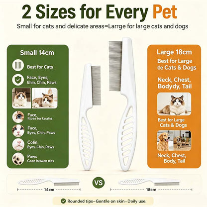 2PCS Pet Face Comb Set for Cats & Dogs, Fine Tooth Stainless Steel Grooming Comb🐾