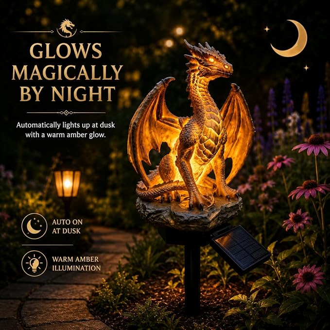 Solar Dragon Garden Statue Light 🐉