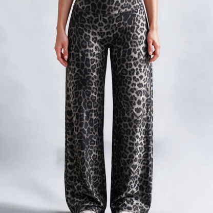 Women’s Light Simple Leopard-Print Wide-Leg Pants - Elastic Waistband, Fluid Drape 🐆