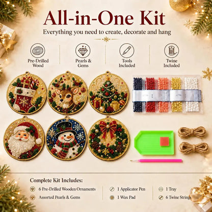 6Pcs/12Pcs Christmas DIY Diamond Painting Ornaments Kit, Xmas Tree Hanging Pendant🎄