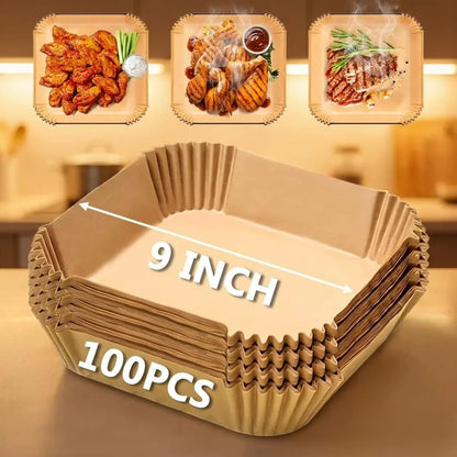 100Pcs Parchment Paper,Air Fryer Paper Liners, Air Fryer Liners Disposable🍳