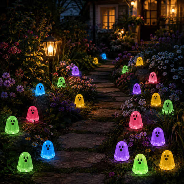 Glow In Dark Cute Ghost Resin Bead Set, Random Pattern Luminous Decorative Charms👻