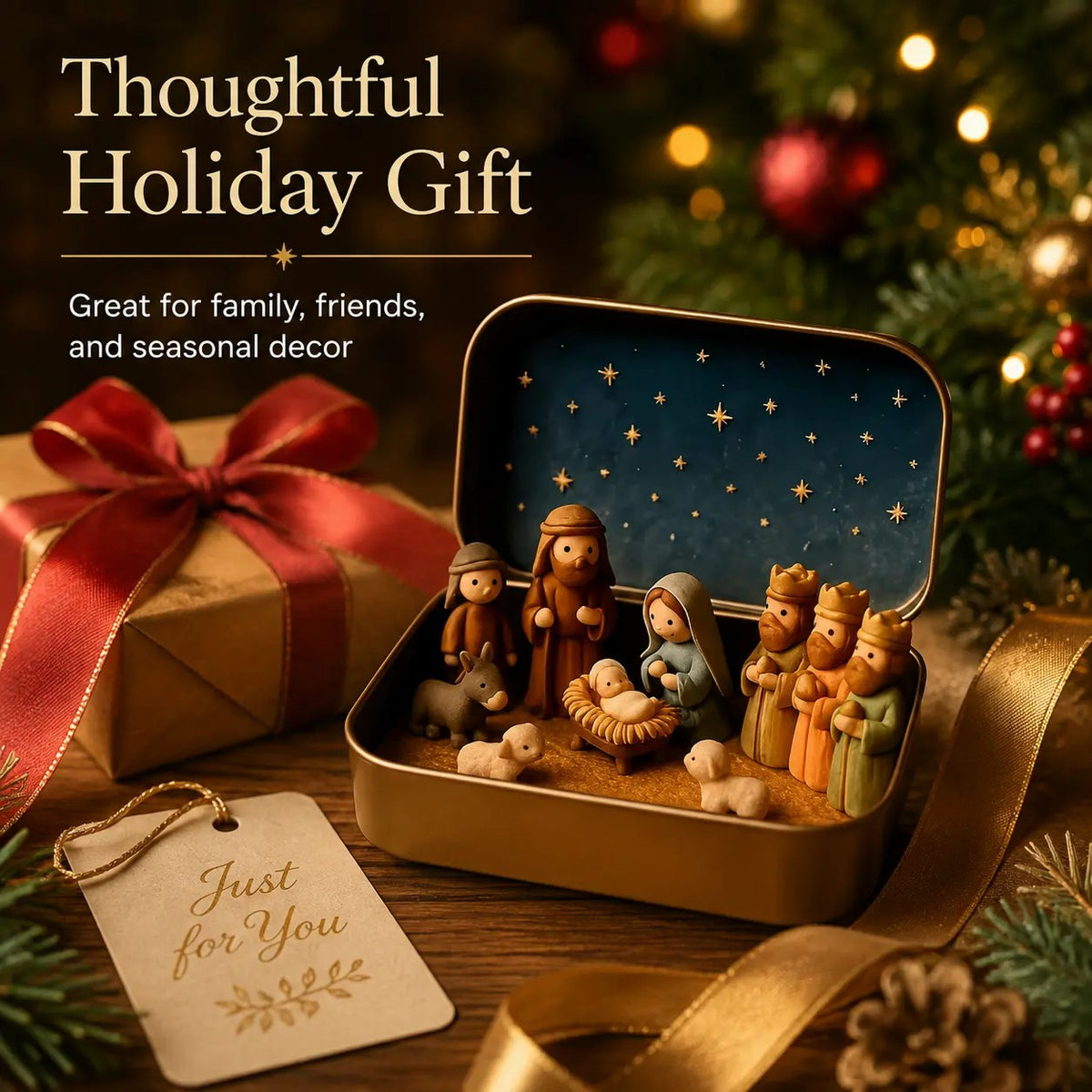 Religious Pocket-Size Mini Nativity Scene Set with Storage Box🎁