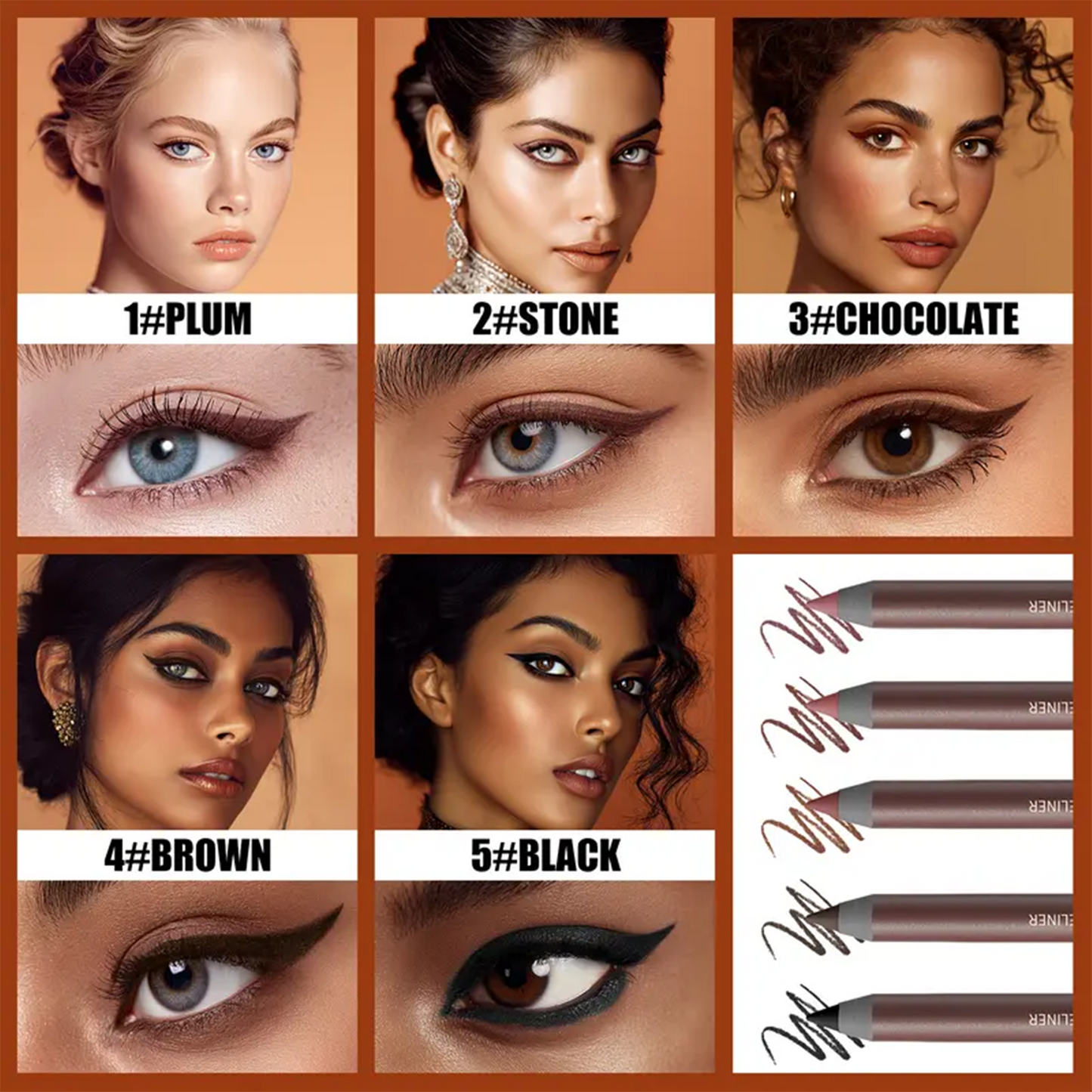 24HR Waterproof Eyeliner Pencil, Smudge-Proof Long-Lasting Eye Liner ✏️