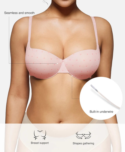 Women's T-Shirt Bra Add 2 Cups Lift Seamless Push Up Padded Underwire Comfort Everyday Bra🌸