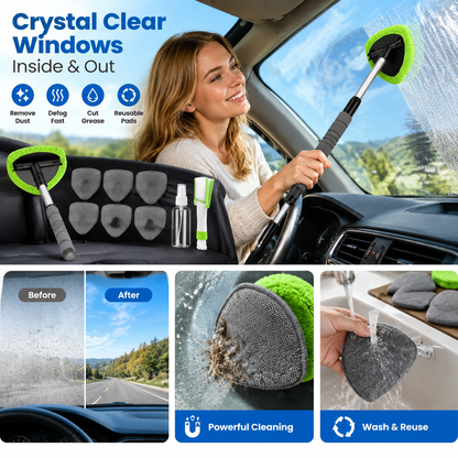 9PCS Car Window Cleaner Kit Extendable Handle Windshield Cleaning Tool🪟