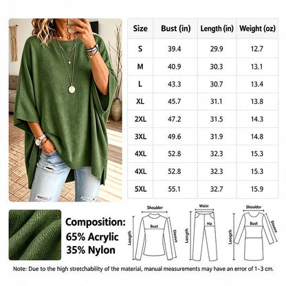 Loose-Fitting, Solid-Color, Casual Knit Sweater for Women, Perfect as An Outer Layer 👚