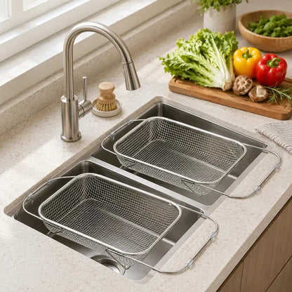 Stainless Steel Over-The-Sink Colander Strainer Basket🧺