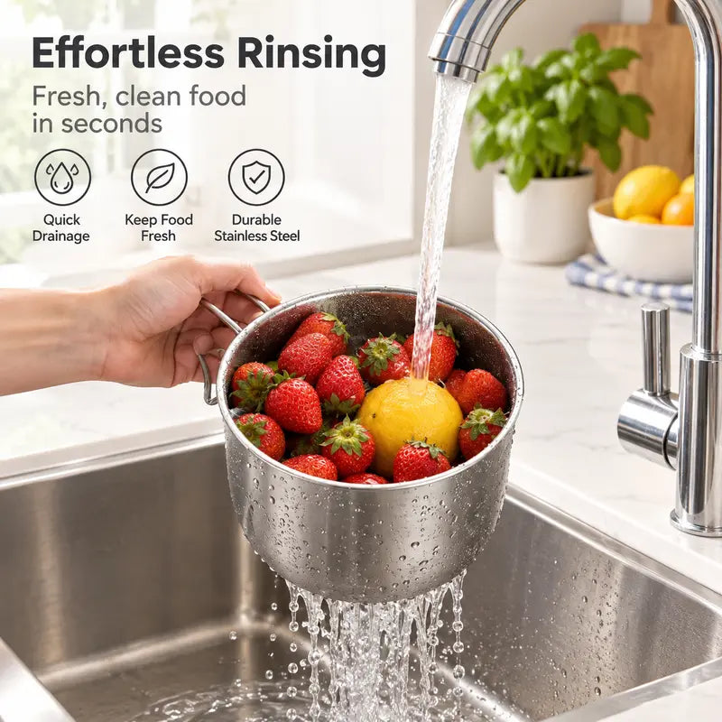 1 Count Stainless Steel Sink Hanging Drain Basket, with Handle Fast Draining🧺