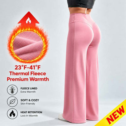 Women's Fleece Lined Wide Leg Pants,High Waisted Soft Thermal straight Leg LoungePants👖