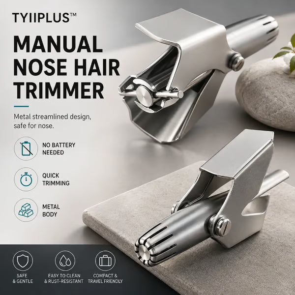 Manual Nose Hair Trimmer,Stainless Steel,Waterproof,No Battery Needed👃🧽