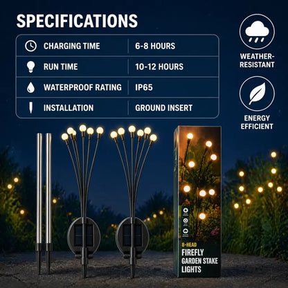 Solar Swaying Firefly Lights IP65 Waterproof Garden Stake Lights✨