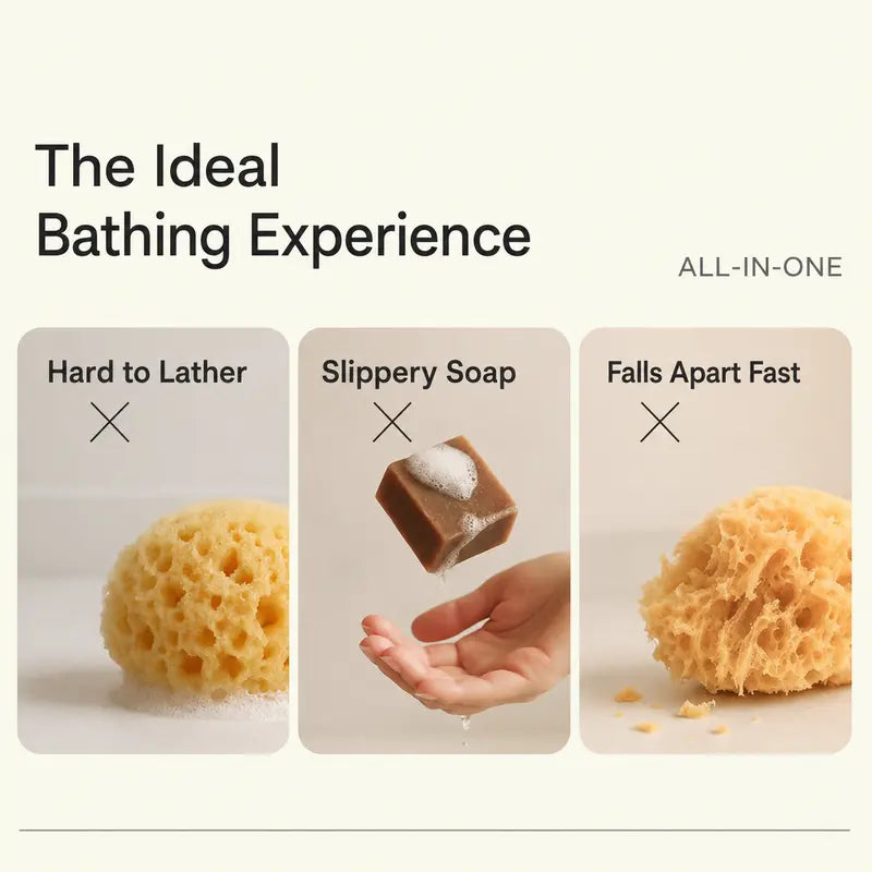 2Pcs Soft Bath Sponge with Soap Pocket,Quick Foaming Shower Scrub Sponge for Smooth Skin & Daily Body Cleaning🧼